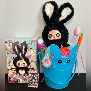 Charming Black and White Bunny Plush Toy